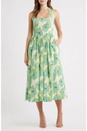 Kawaii Floral Print Halter Midi Dress at Nordstrom